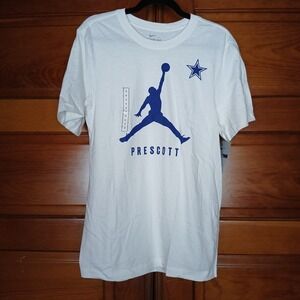 NWT Dallas Cowboys NFL Dak Prescott Nike Tee T Shirt White Navy Blue Small